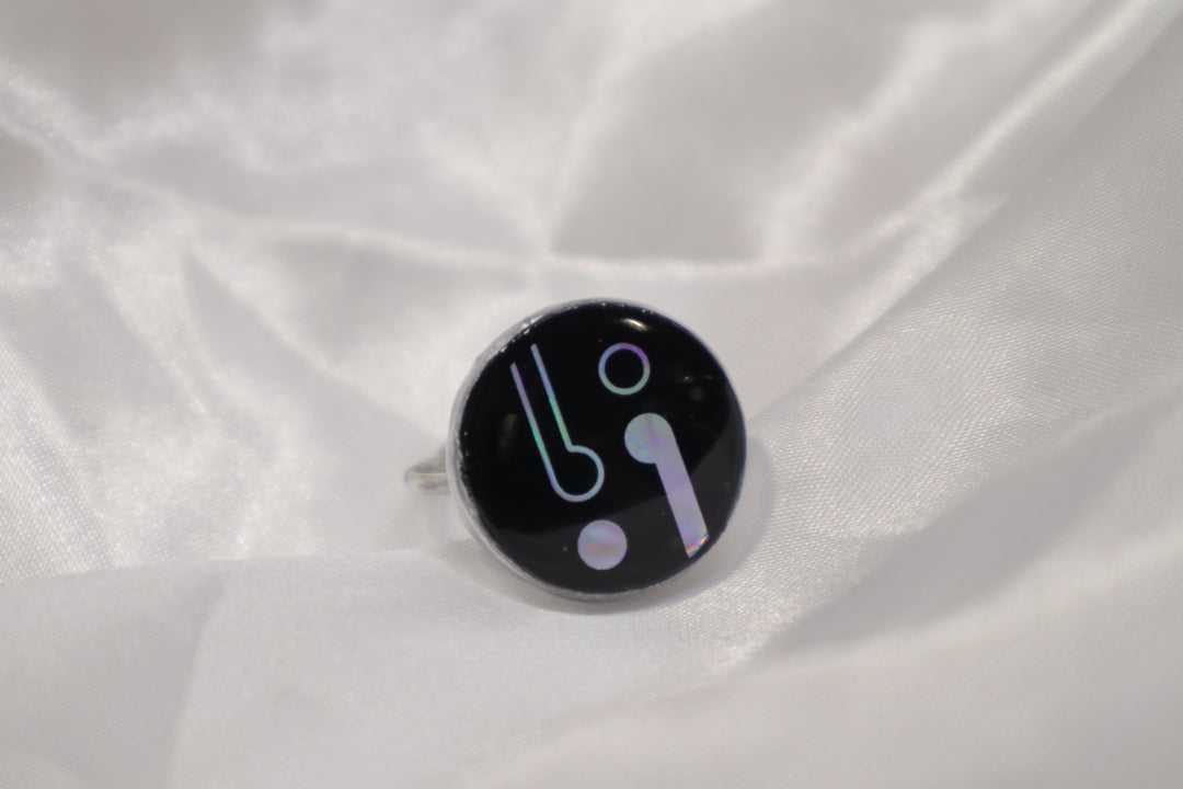 Black & Holographic| Silver Base | Ring
