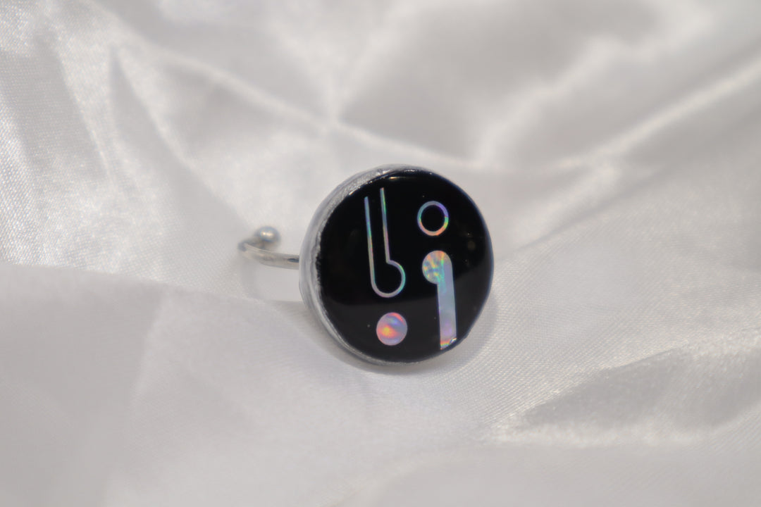 Black & Holographic| Silver Base | Ring