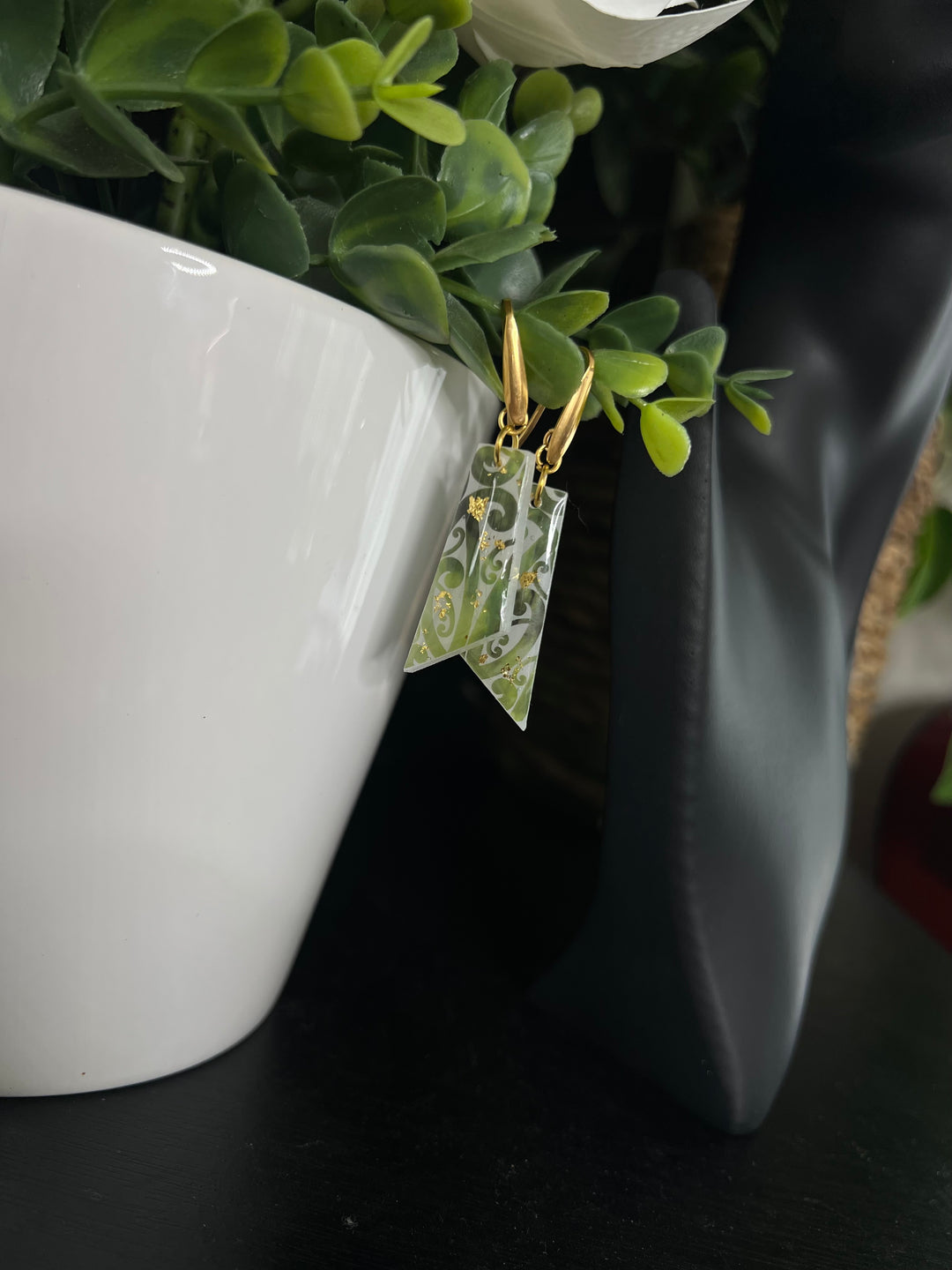 Light Pounamu (inspired) Te Ao Marama Earrings (Short Ahurei)