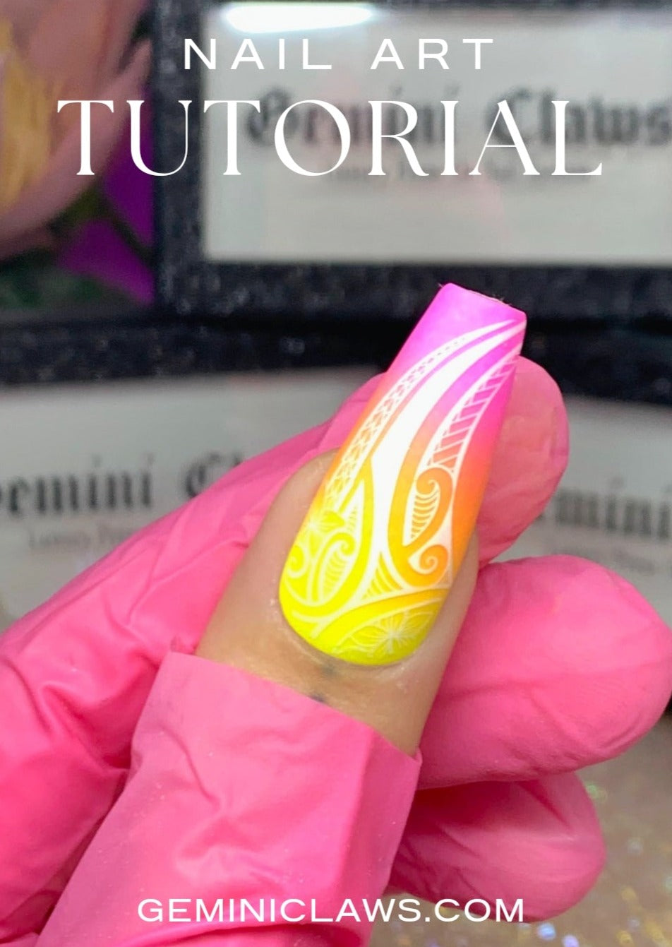 Triple Summer ombre & Flawless nail tattoo application