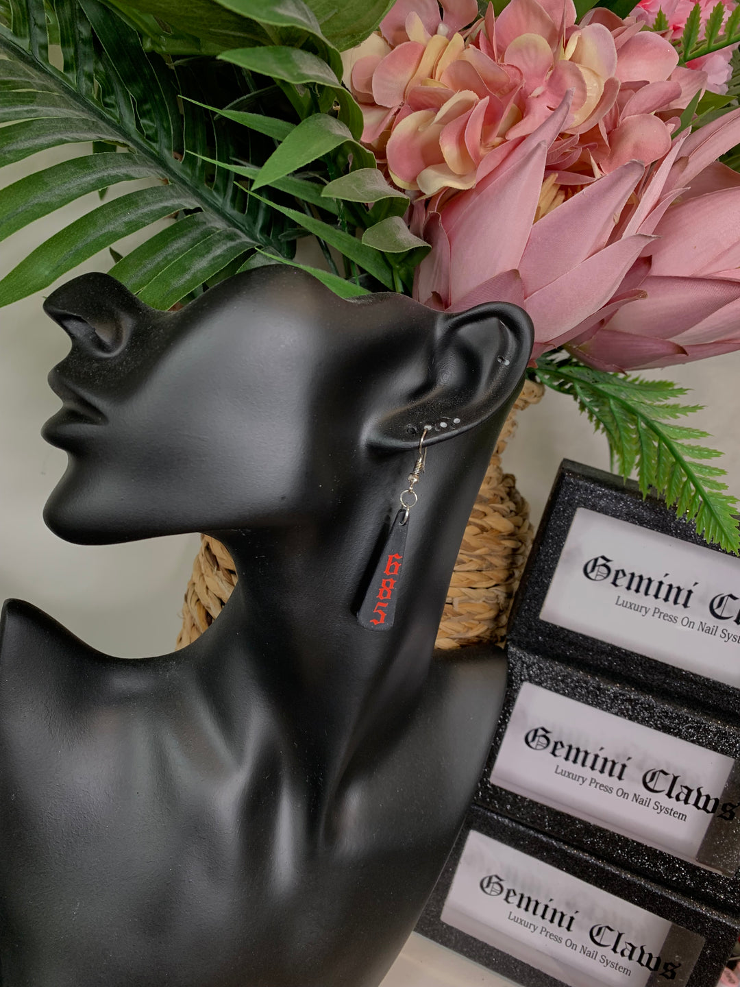685 Black &amp; Red Earrings - Small