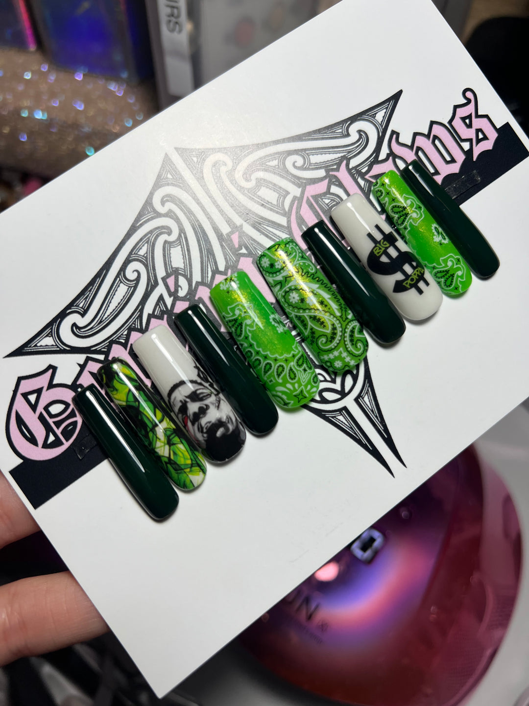 B I G glow | Nail Sizes 3,7,6,7,9 s/m| Long Square