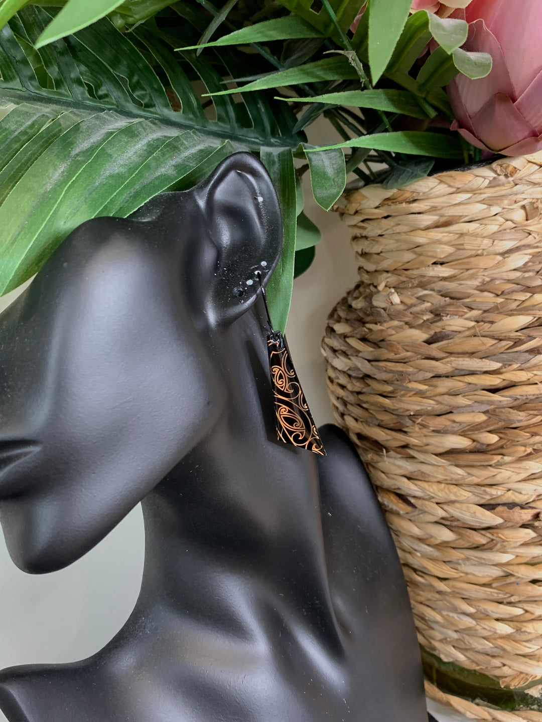 Black &amp; Rose Gold Medium Ahurei Earrings