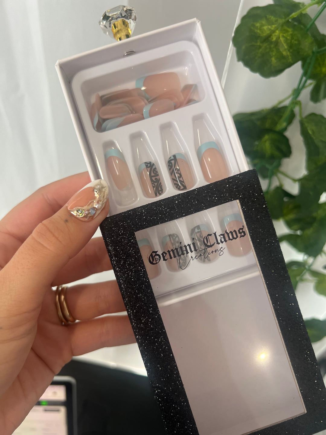 Short Square Baby Blue French Tips
