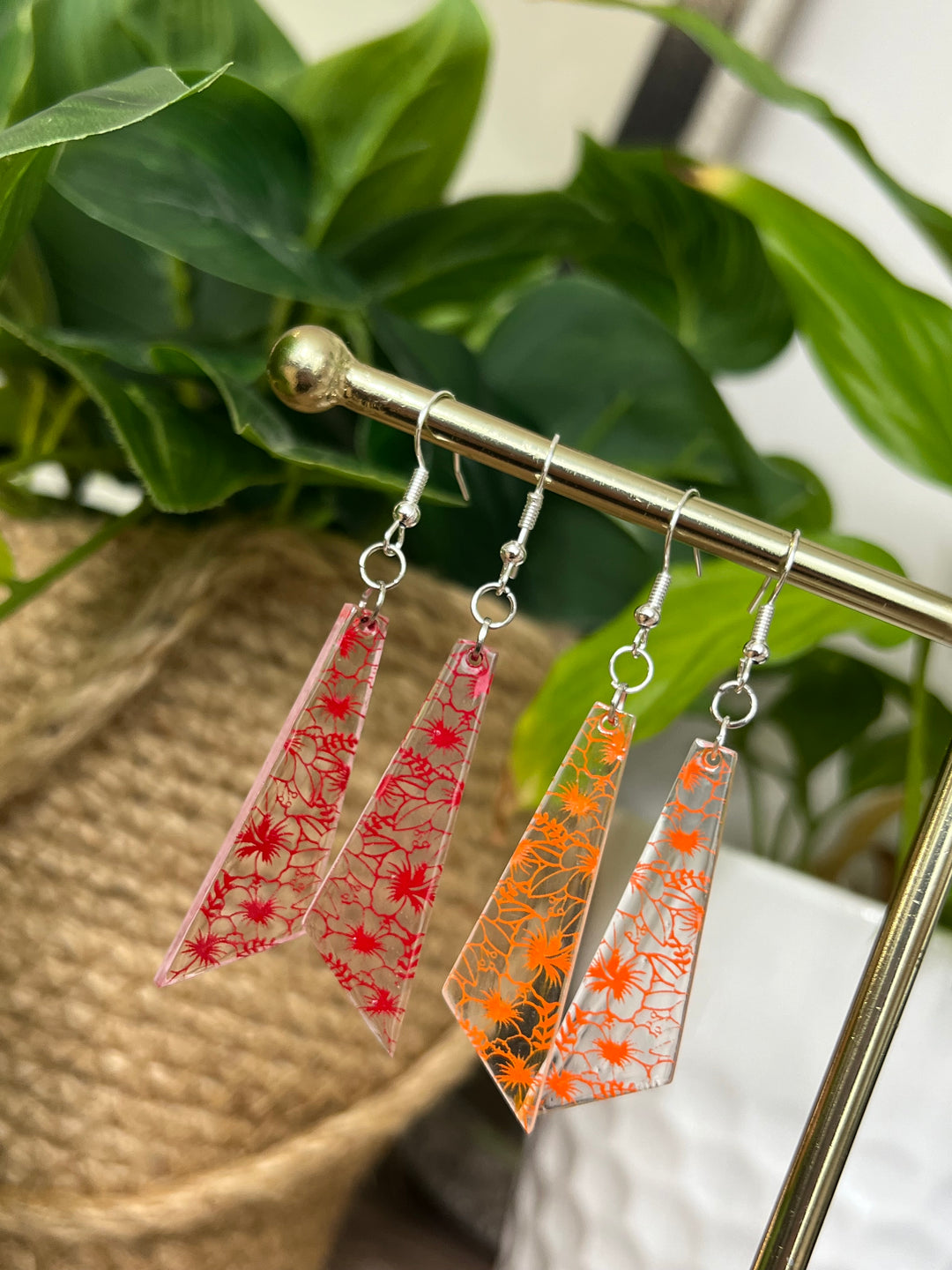 Island Flowers | Earrings | Red | Orange