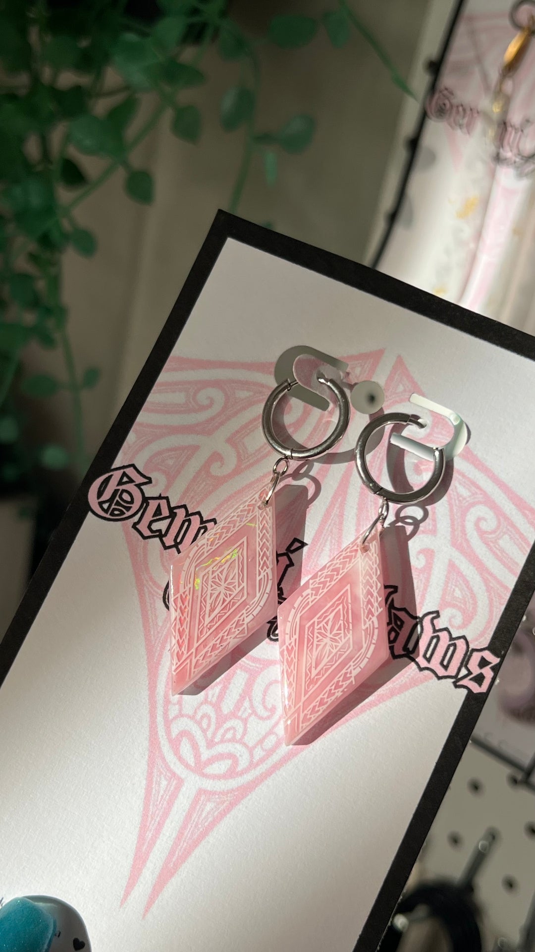 Rose Quartz Inspired Tapa Earrings