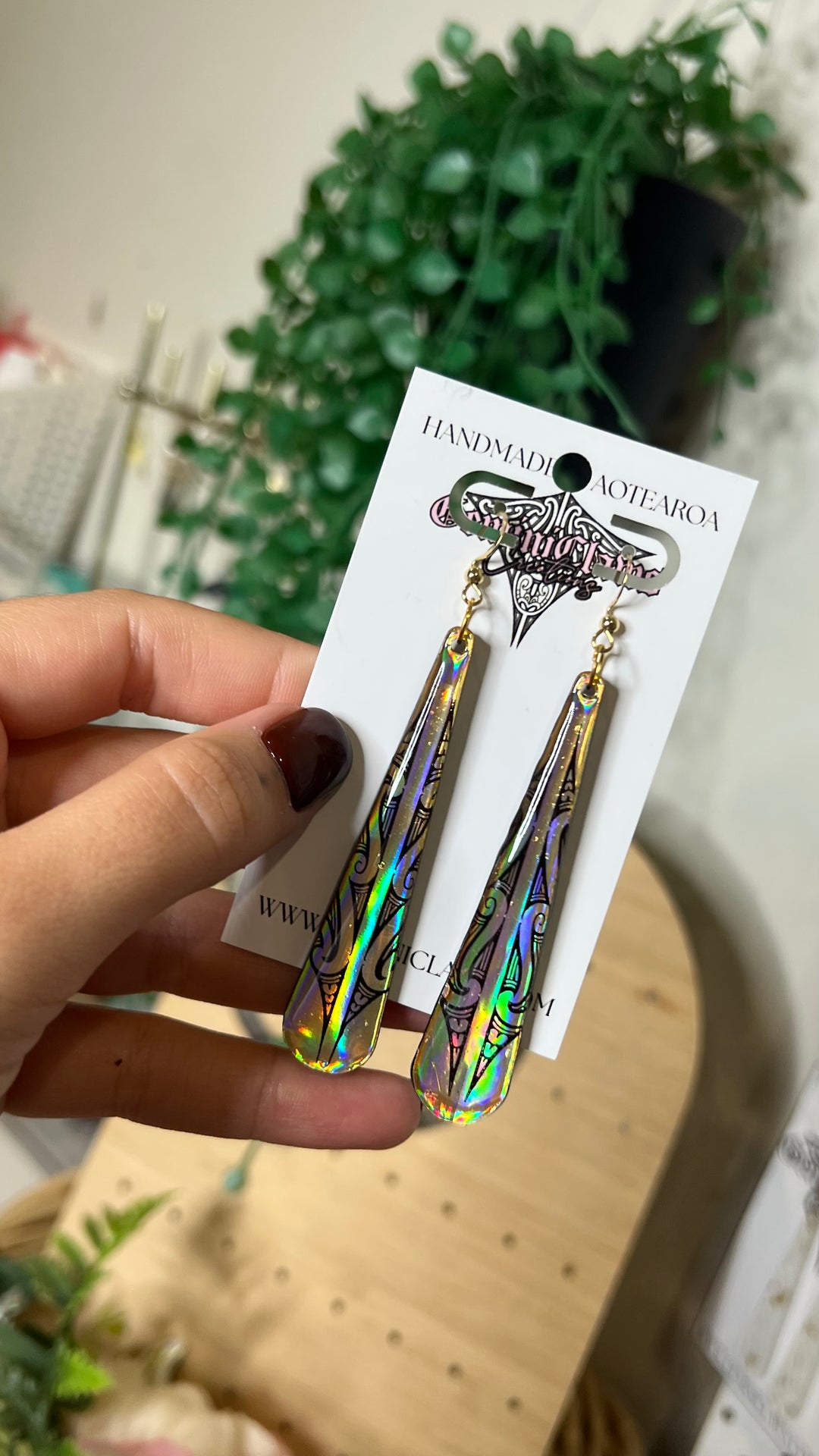 Holo Gold Roimata Statement Earrings