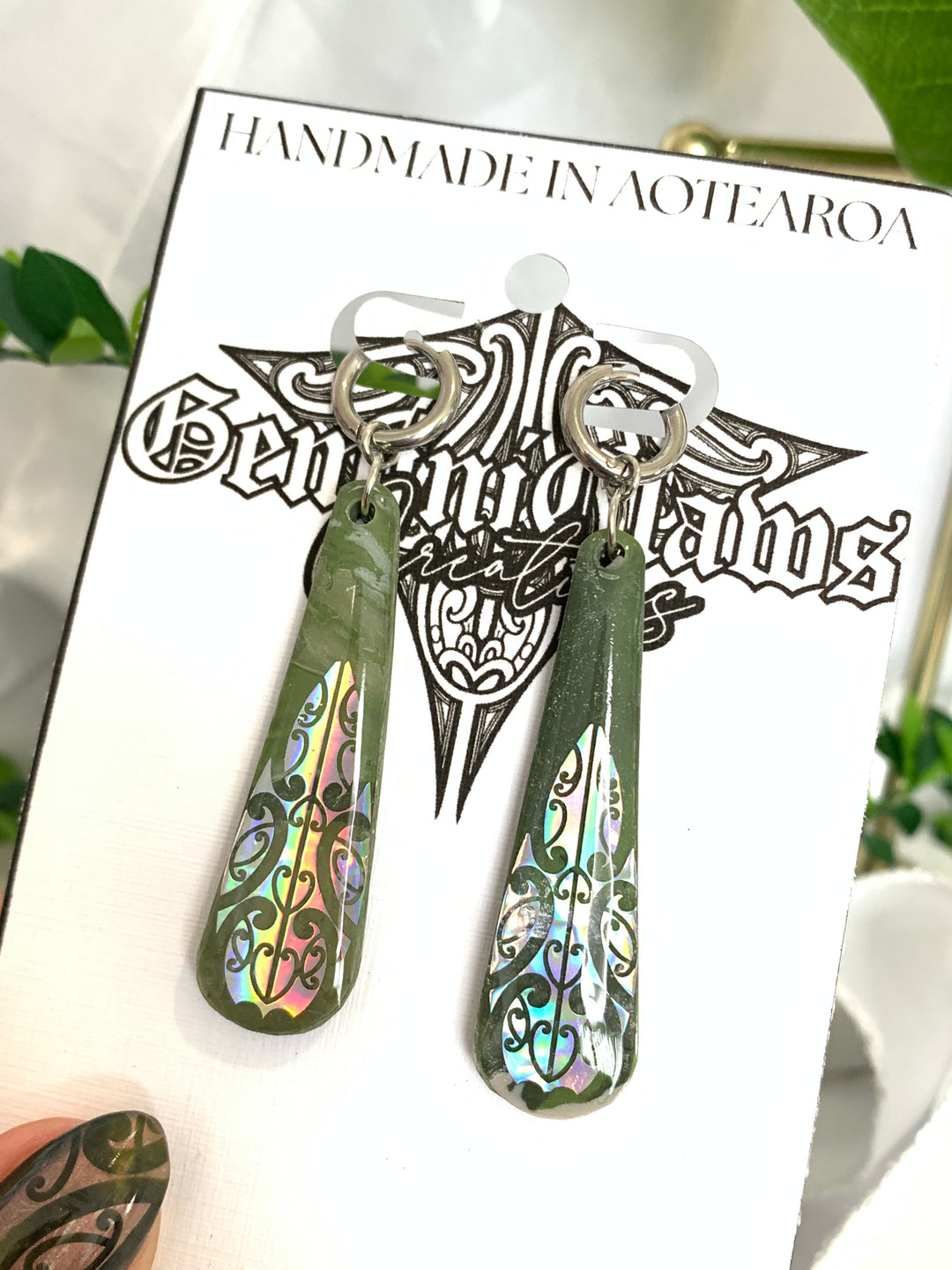 Jade Clay Earrings | Holo Silver Petite Te Pō