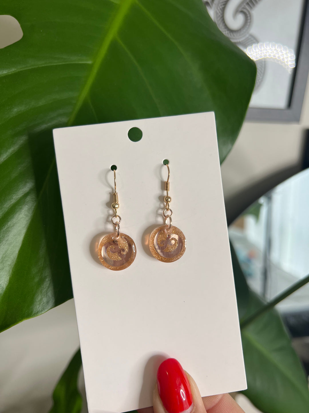 Mini Rose gold Koru | Gold glitter