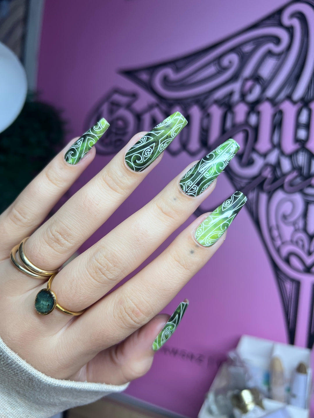 Light Pounamu x Anamata Full Designed Set | Press Ons