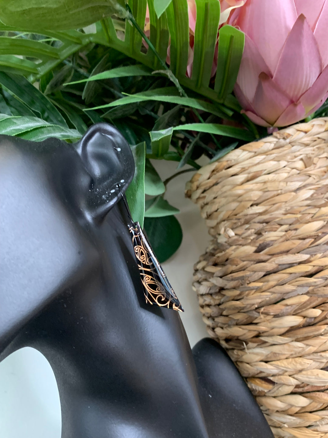Black &amp; Rose Gold Medium Ahurei Earrings