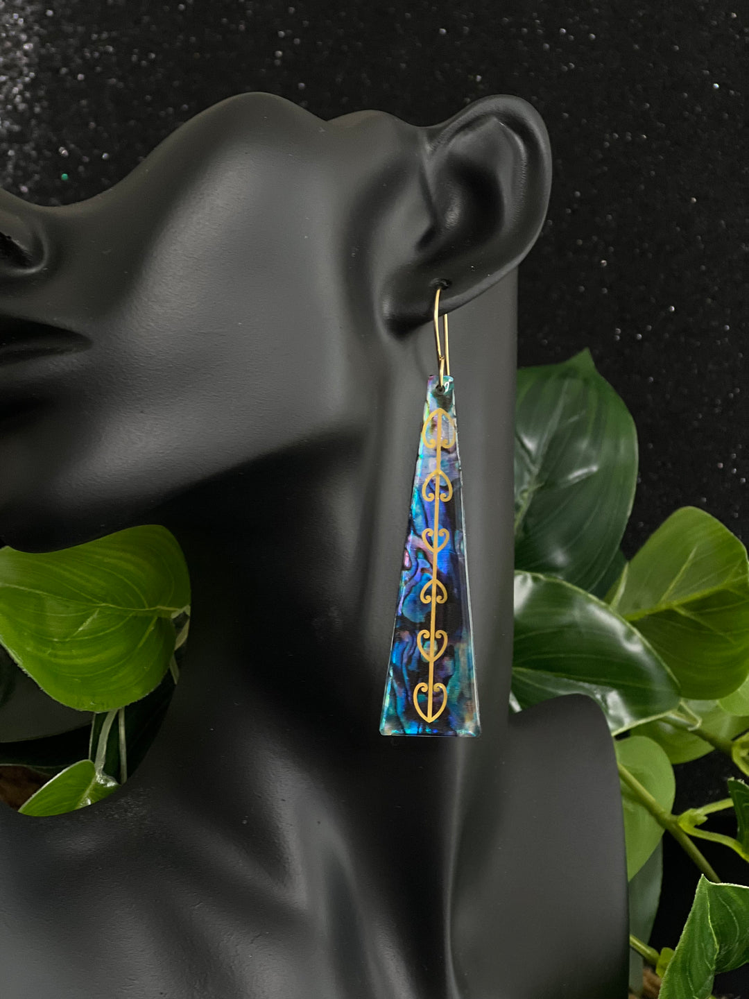 Handpainted Pāua Earrings | Long Earrings