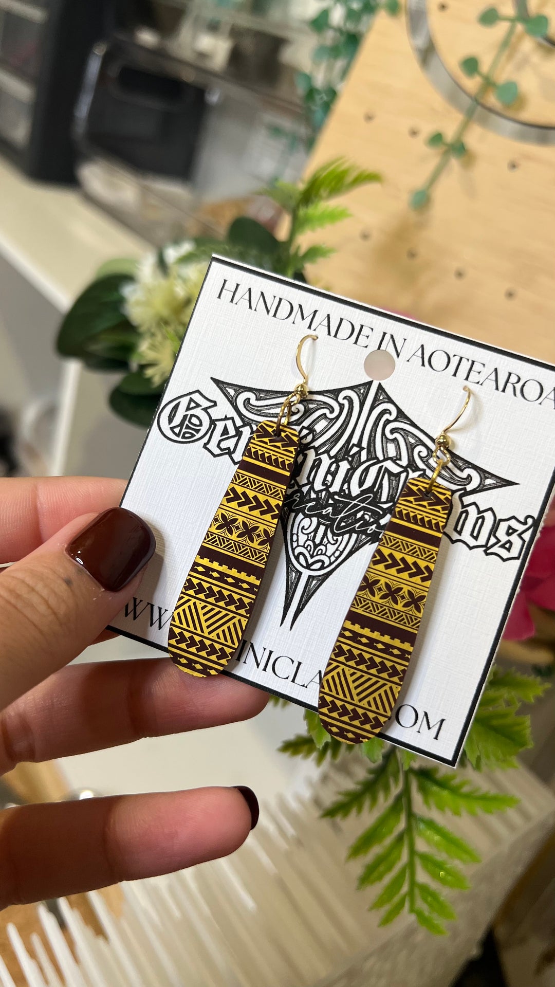Brown &amp; Gold Tapa Earrings
