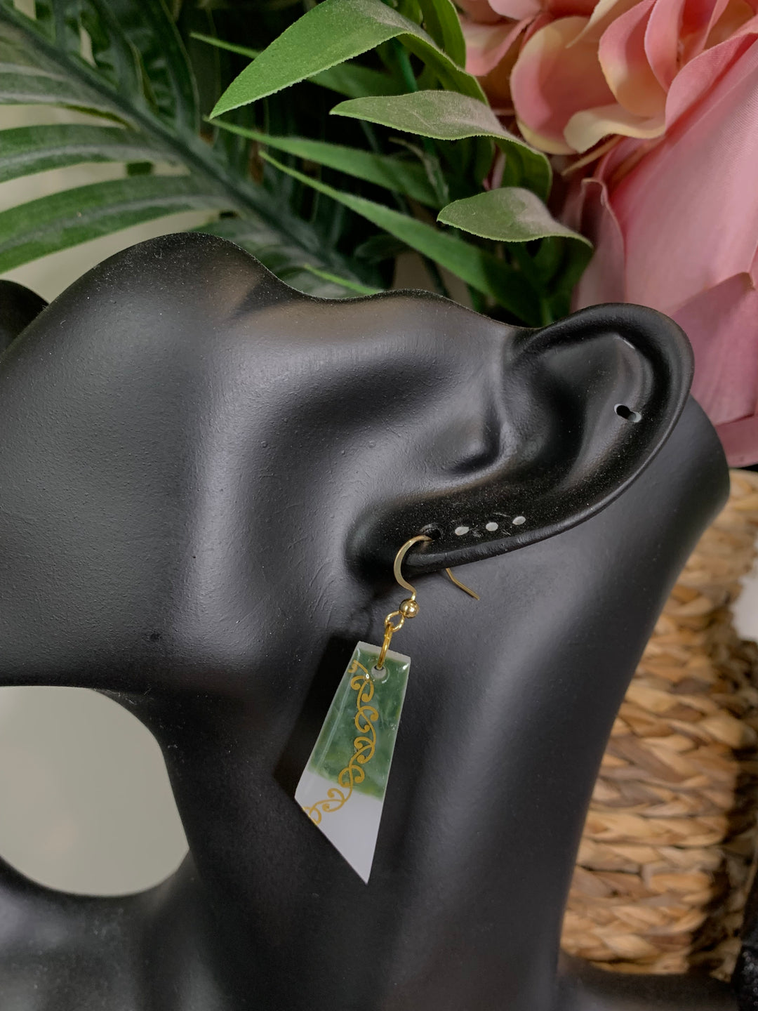 Emerald &amp; Gold Small Earrings
