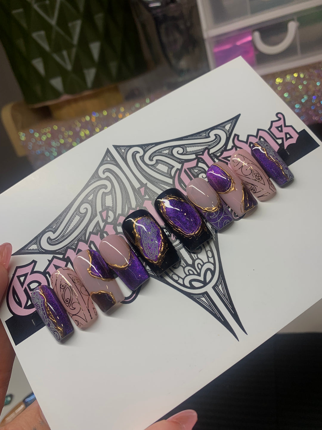 Celestial Fantasy Set| Nail Size Large | Medium Square