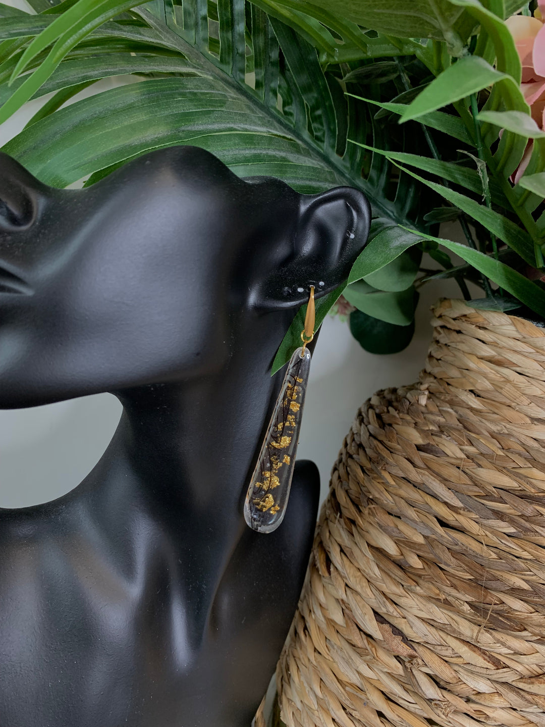 Gold Flake Roimata Long Earrings