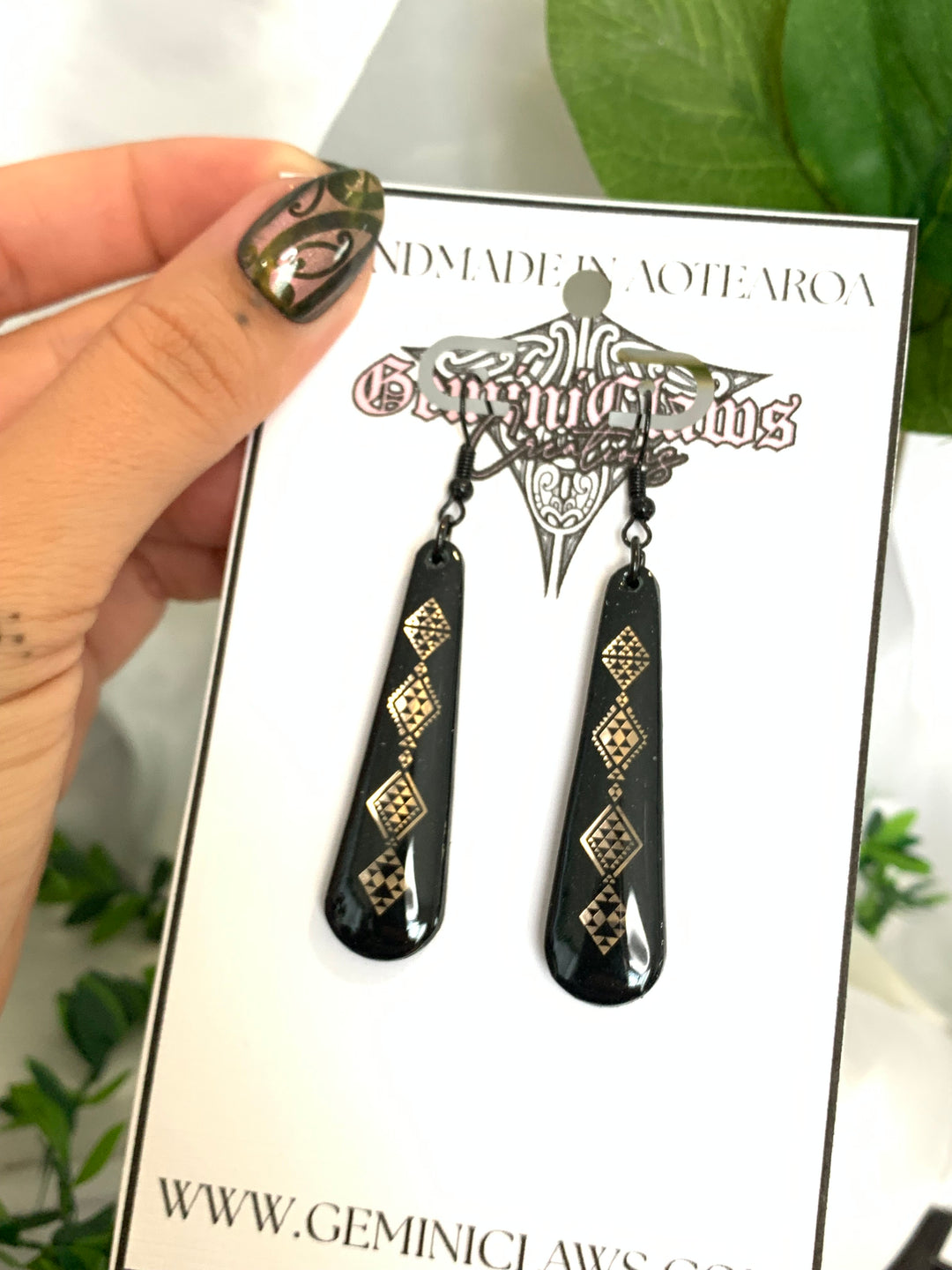 Black Clay Earrings | Irish Crème Taniko Design