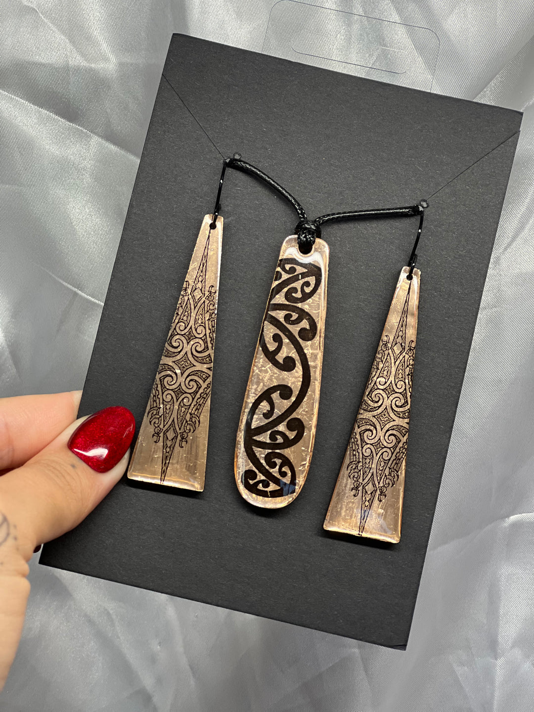 Black Designs | Rose Gold Base | Earrings & Pendant