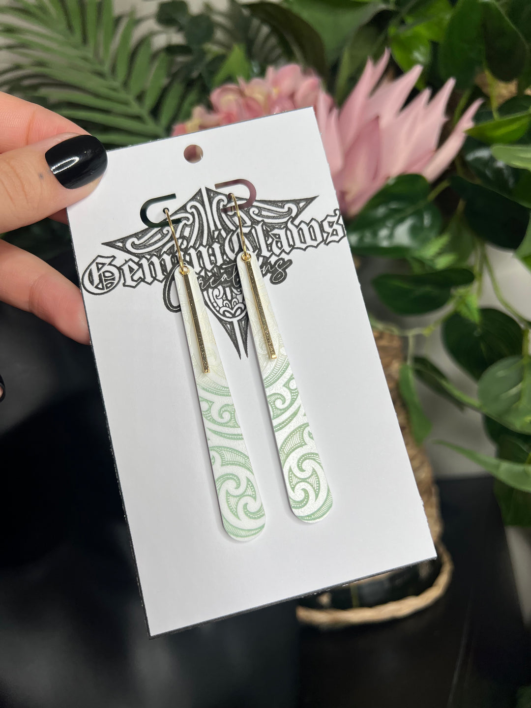 He Timatanga Hou Design | Sage | Gold Charm | Earrings