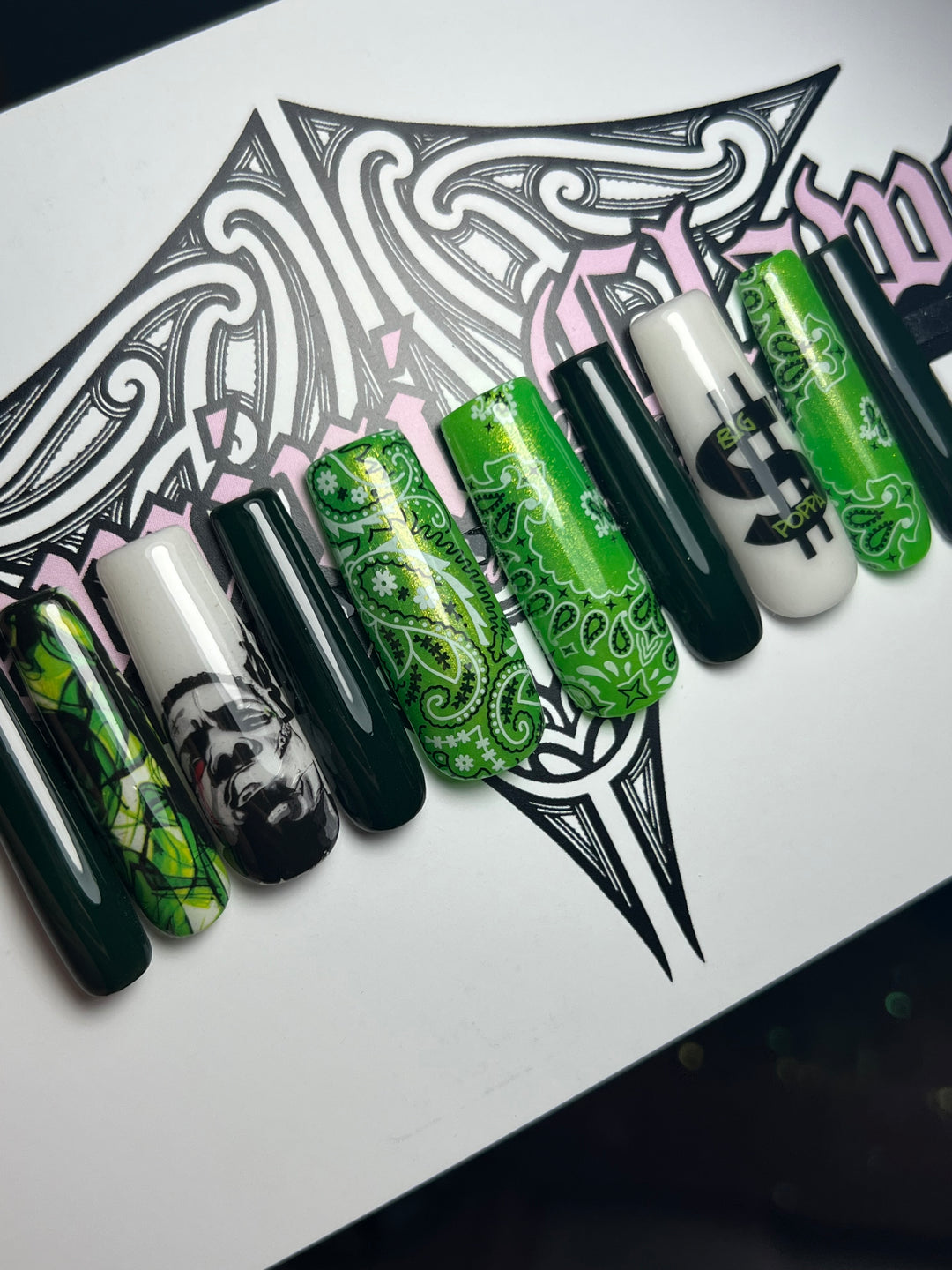 B I G glow | Nail Sizes 3,7,6,7,9 s/m| Long Square