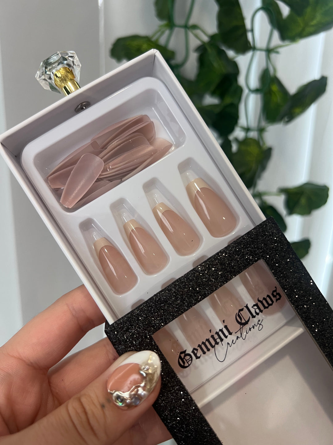 Medium Coffin Beige Nude French Tips (Copy)