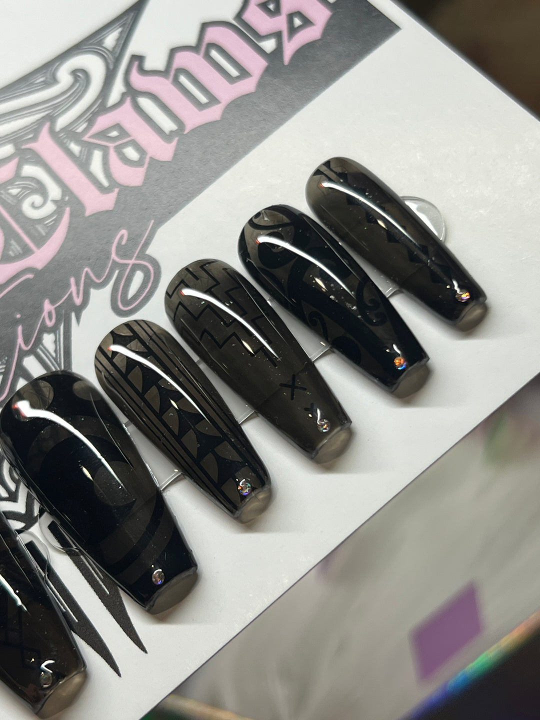 Pōhutukawa Inspired Matariki Set | Nail Size Large | Long Coffin