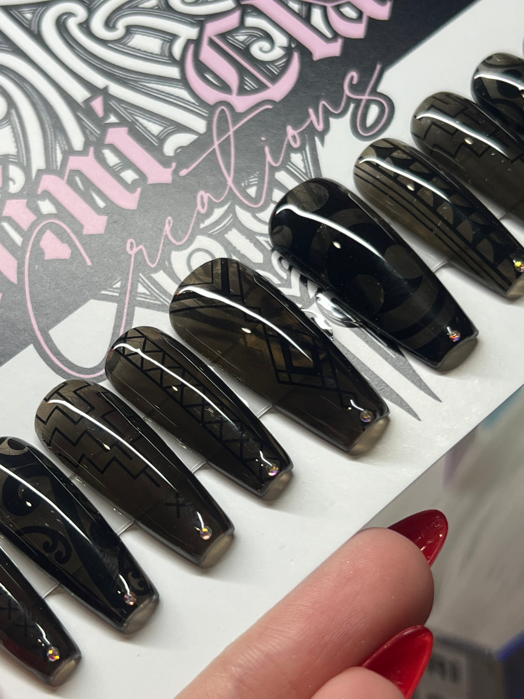 Pōhutukawa Inspired Matariki Set | Nail Size Large | Long Coffin