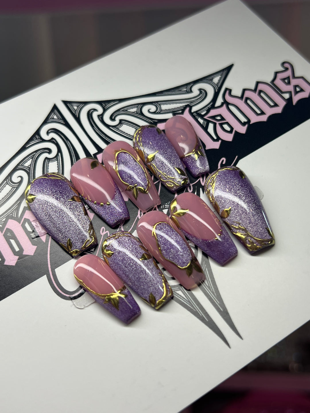 Enchanted Purple | Nail Sizes 0,5,4,4.5,7| Medium Coffin Shape