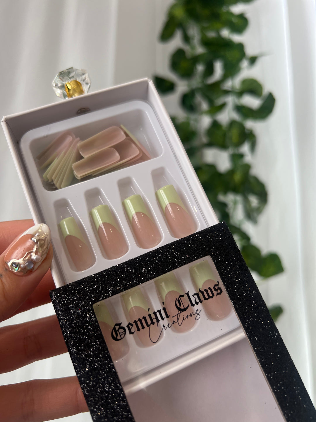 Short Square Lime French Tips