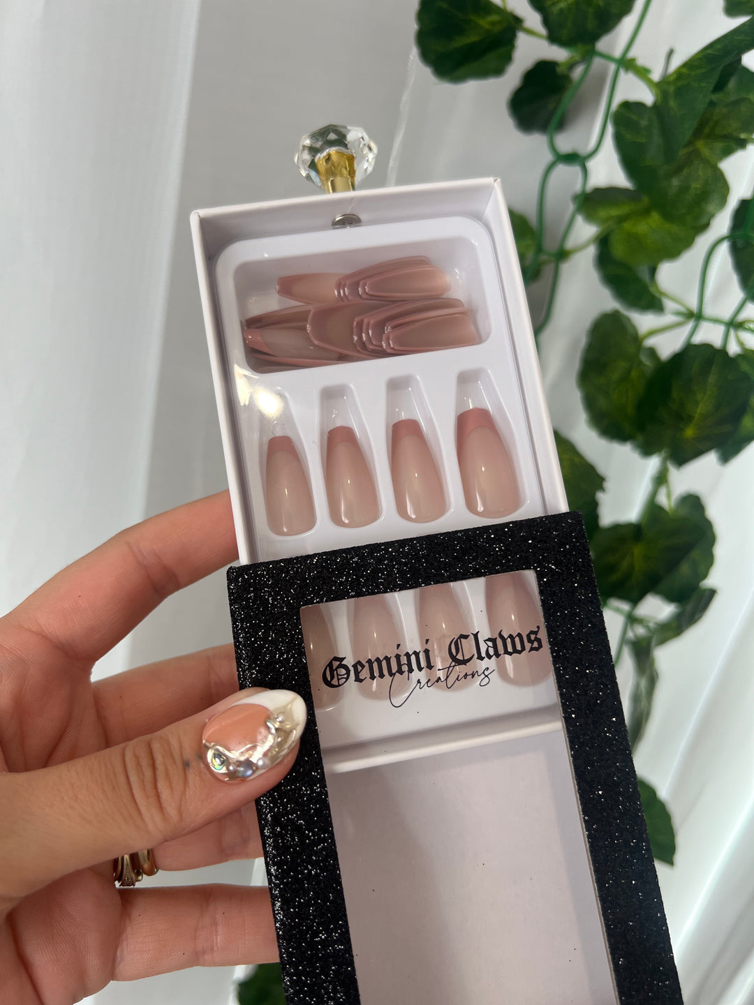 Medium Coffin Dark Nude French Tips