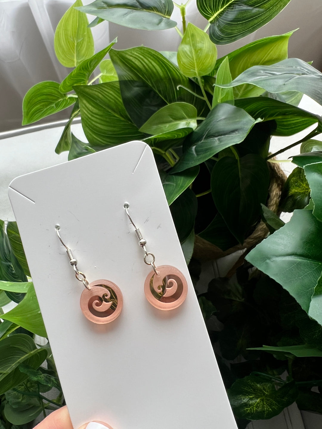 Rose Gold Engraved Koru | Short Earrings | Silver Hooks