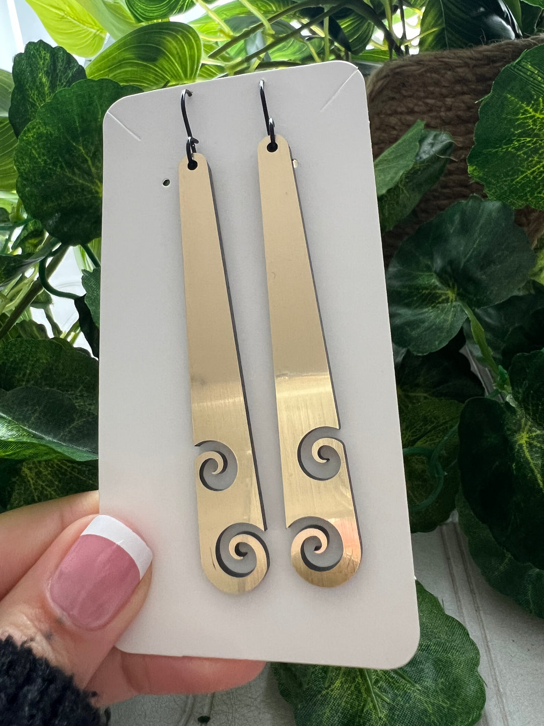 Koru Cut Out Gold Earrings | Long Earrings