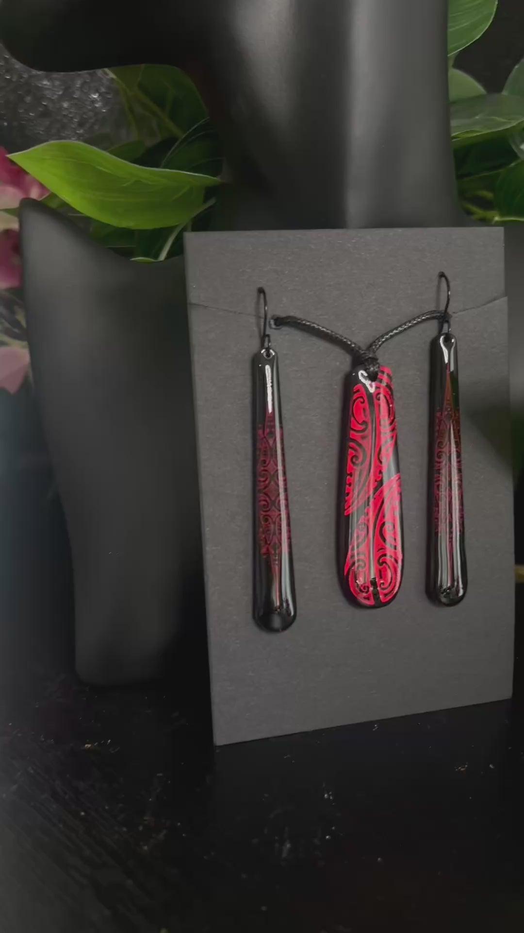 Red Earrings & Pendant | Matching Set